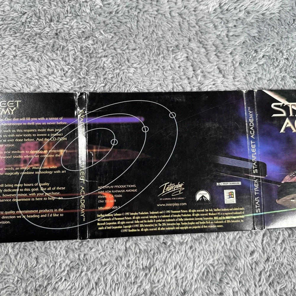 STAR TREK STARFLEET ACADEMY Interplay 1997 VTG PC Game CD-Rom 5 Discs W/ Sleeve